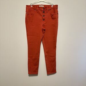 Madewell Womens 9" High Rise Skinny Crop Stretch Jeans Size 30 Red Button Fly